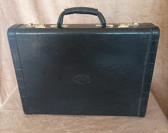 Vintage briefcase Diplomatic black briefcase- vintage black suitcase -office bag - business bag