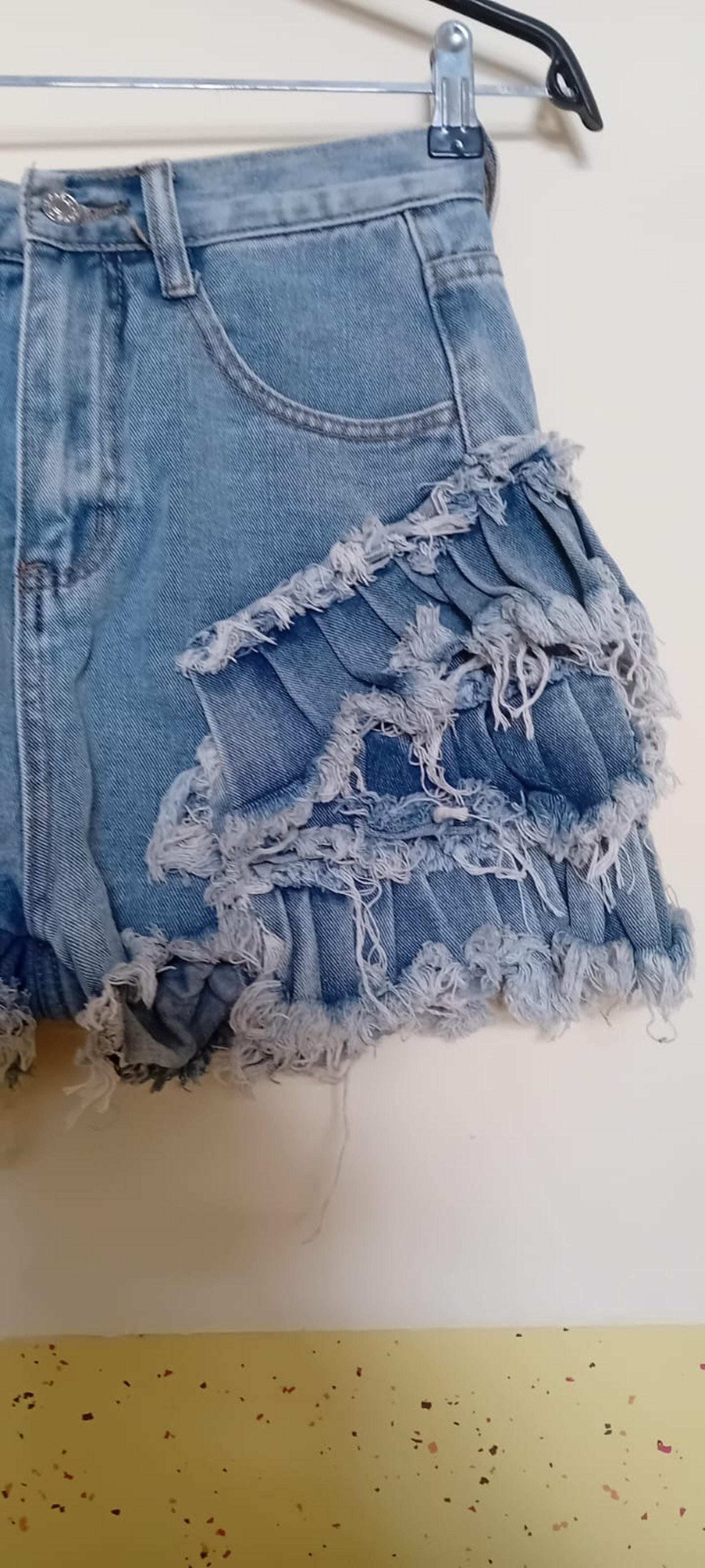 Vintage Washed Blue Cropped Denim Shorts