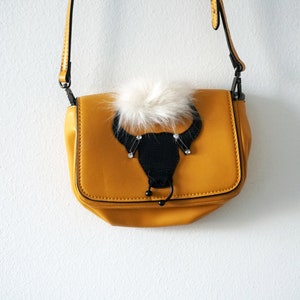 Faux Leather Small Leather purse, Zara Purse, Yellow Purse by Zara, Bull Motiv Purse
