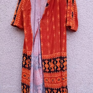 Vintage  Robe Ribbed - 100% Cotton Dressing Gown Bathrobe - Vintage Bath Robe- Plush Bath Robe- 70s Custommade in Yugoslavia
