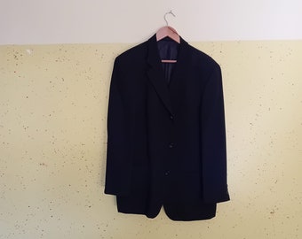 Vintage Oversized Wool Dark Blue Mens Classic Jacket