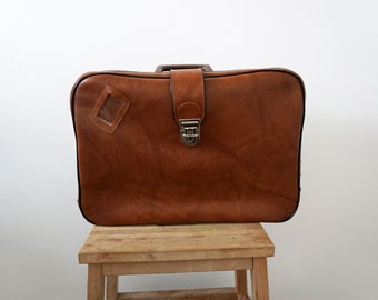 Vintage Brown  Travel Suitcase 1950s Vintage Suitcase