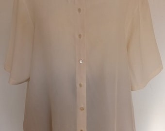 Vintage Oversized Off White Short SleeveBlouse Made in Yugoslavia