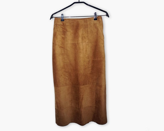 Vintage Women Suede skirt / Leather skirt / High w