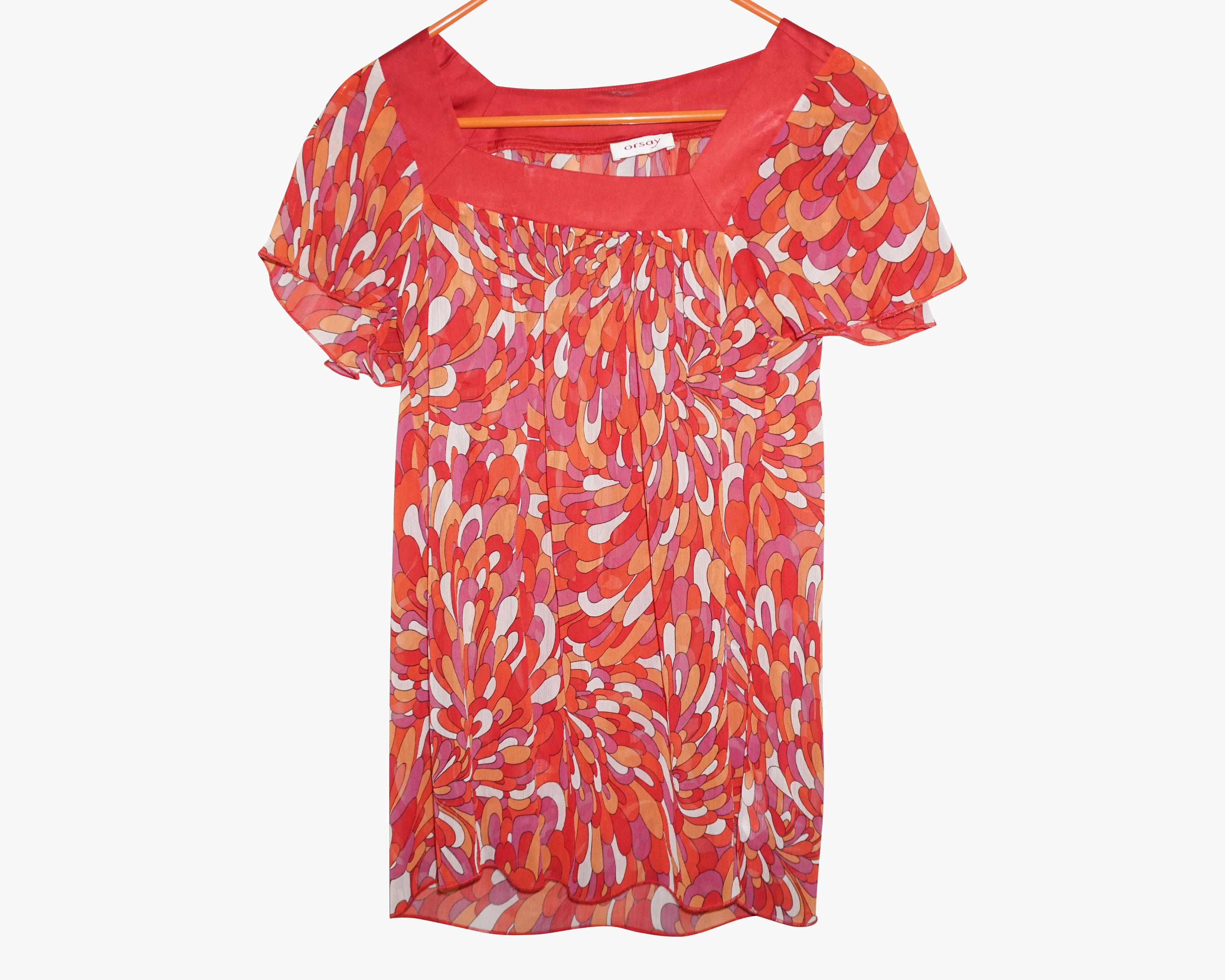 Haut à manches courtes translucide, chemise, chemisier Orsay