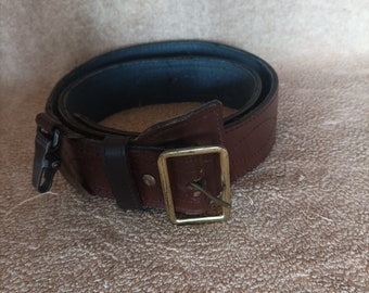 Vintage Brown Leather Mens Belt, Made in  Yugoslavia, 1970s