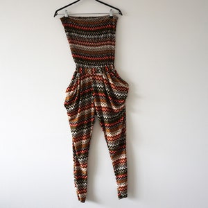 Vintage Rainbow Abstract Print Elastic Bodice Jumper
