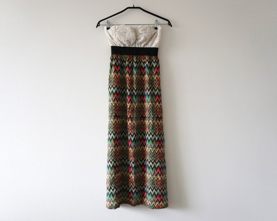 chinese dress ladies Women's All of The Time Pink Coral Patchwork Print Strapless Maxi Dress | Size: L