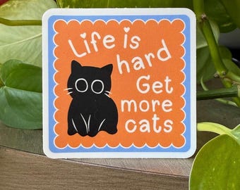 Cute Cat Sticker, Black Cat Journal Sticker, Cat Lady Laptop Decal, Cat Mom Waterproof Waterbottle Sticker