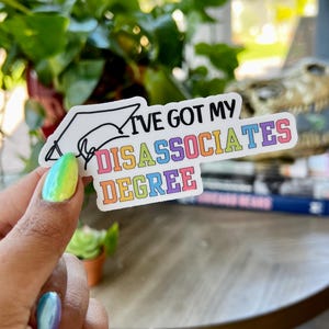 Disassociate Sticker, Millennial Anxiety Laptop Decal, Rainbow ...