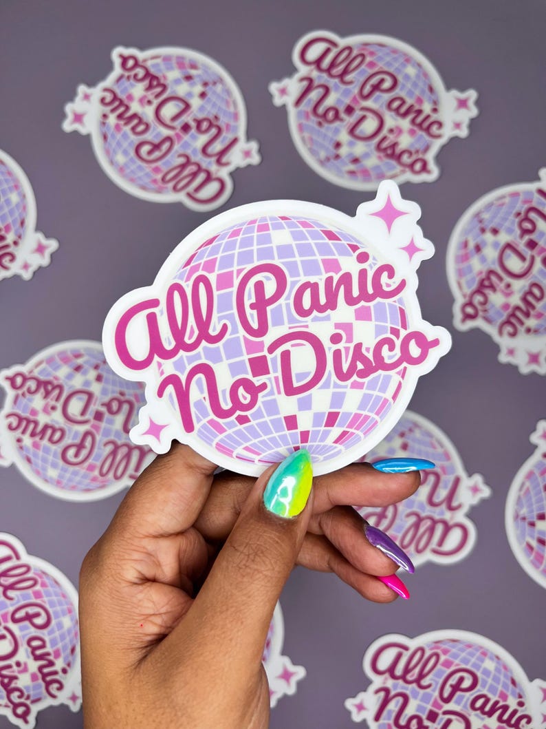 Panic Bar Sticker All Panic No Disco Sticker, Anxiety Laptop Decal, Pink Waterproof Water ...
