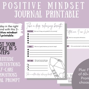 Positive Mindset Journal Printable Mindset Planner Self Improvement ...