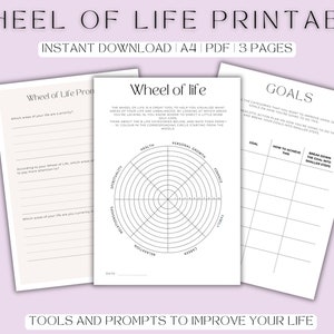 Wheel of Life Printable, Wheel of Life Worksheets, Self-Care, Digital Goal Planner, Goal-Setting, Life Balance, Printable Goal Tracker
