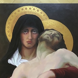 Religious painting of Jesus Christ and the Virgin Mary original oil painting, catholic painting