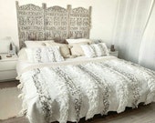 Moroccan Wedding Blanket Handira WHITE with Metal Sequins,carpet moroccan,berber,bedding blanket, Handmade and High Quality