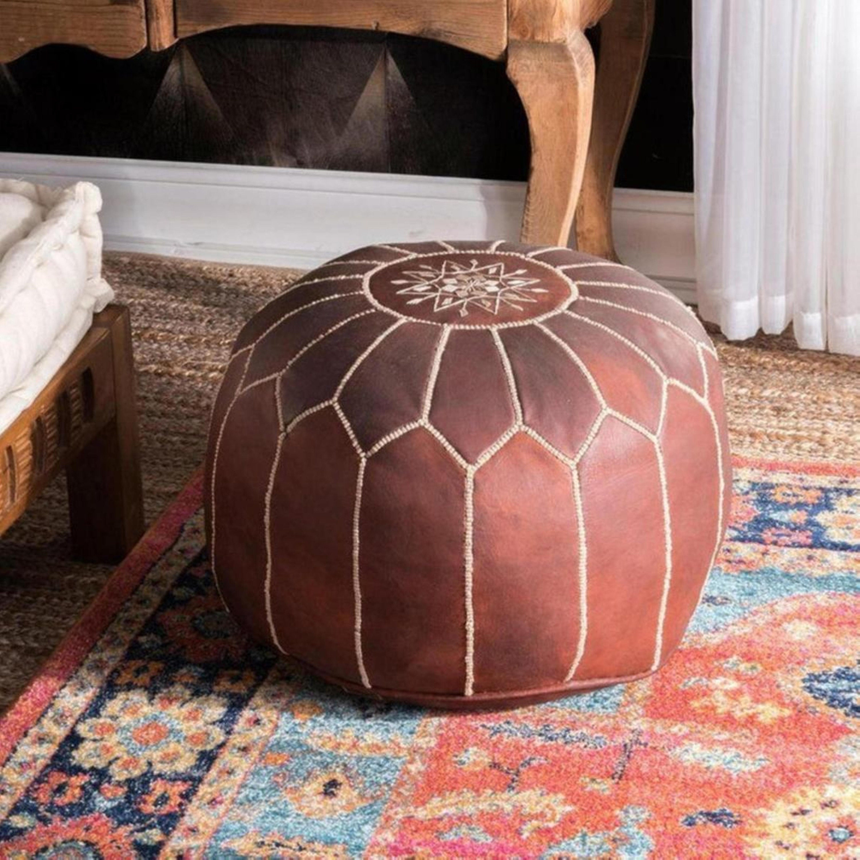 TWO MOROCCAN POUFS round Ottoman Handmade Wedding Gifts Etsy