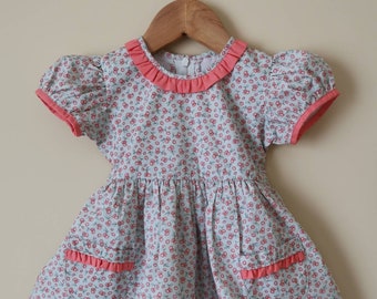 Handmade floral print baby girl dress, summer dress, Halloween dress