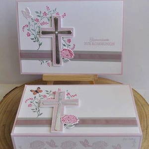 Geschenkset Kommunion Mädchen, Karte und Gutscheinbox