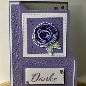Danke Karte, Lila Blume, Handgemacht