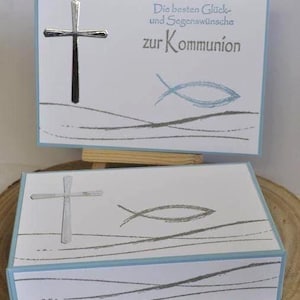Geschenkset Kommunion Junge, Karte und Gutscheinbox