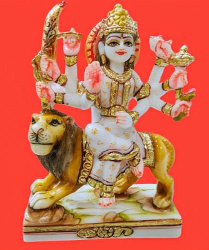 Durga Mata /Sherawaali Mata Marble Statue - 7 inch 3