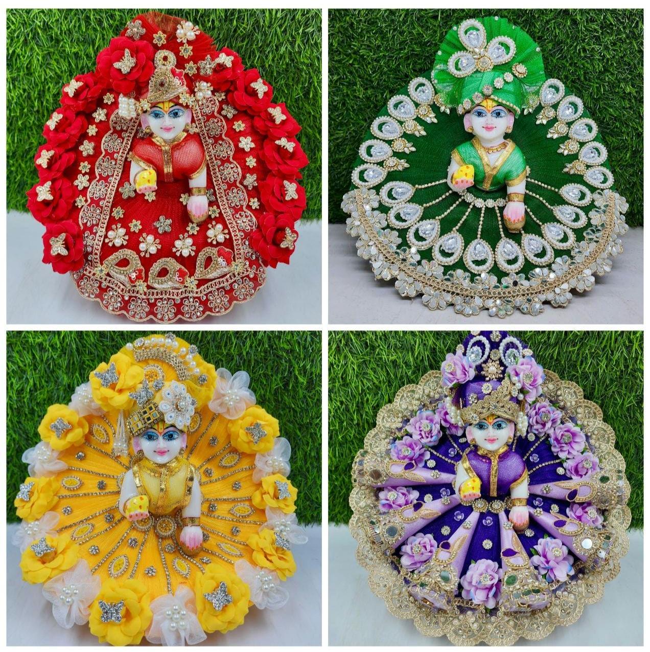 Set of 4 Laddoo Gopal Dress - Beautifully crafted - Handmade deity dresses from Arya Creations