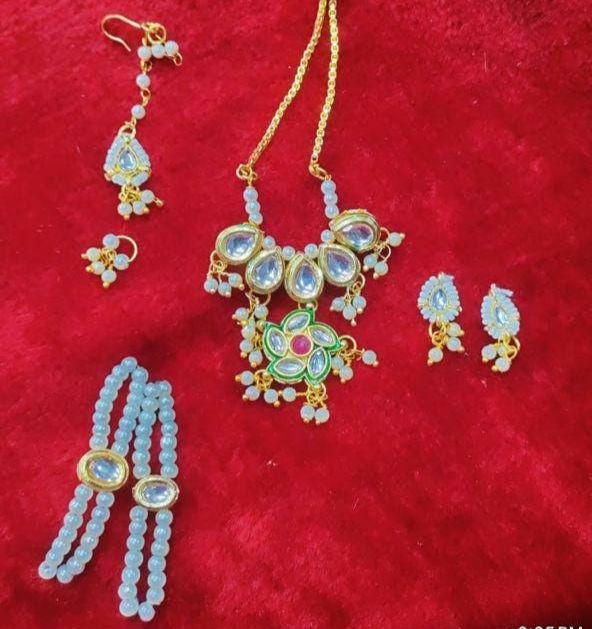 Kundan and Pearl Jewellery set for Deities. - Handmade deity jewellery from Arya Creations