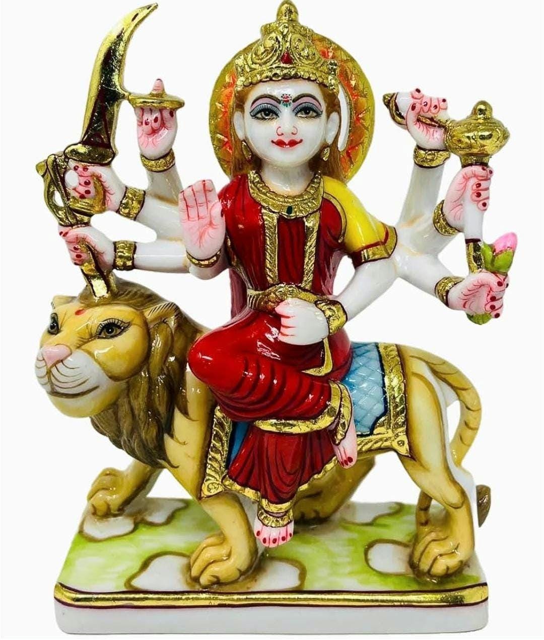 Durga Mata - Marble Statue - 9 inch - Handmade statues from Arya Creations