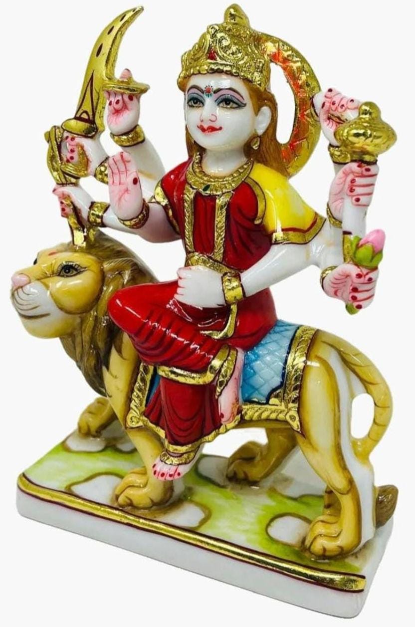 Durga Mata - Marble Statue - 9 inch 3
