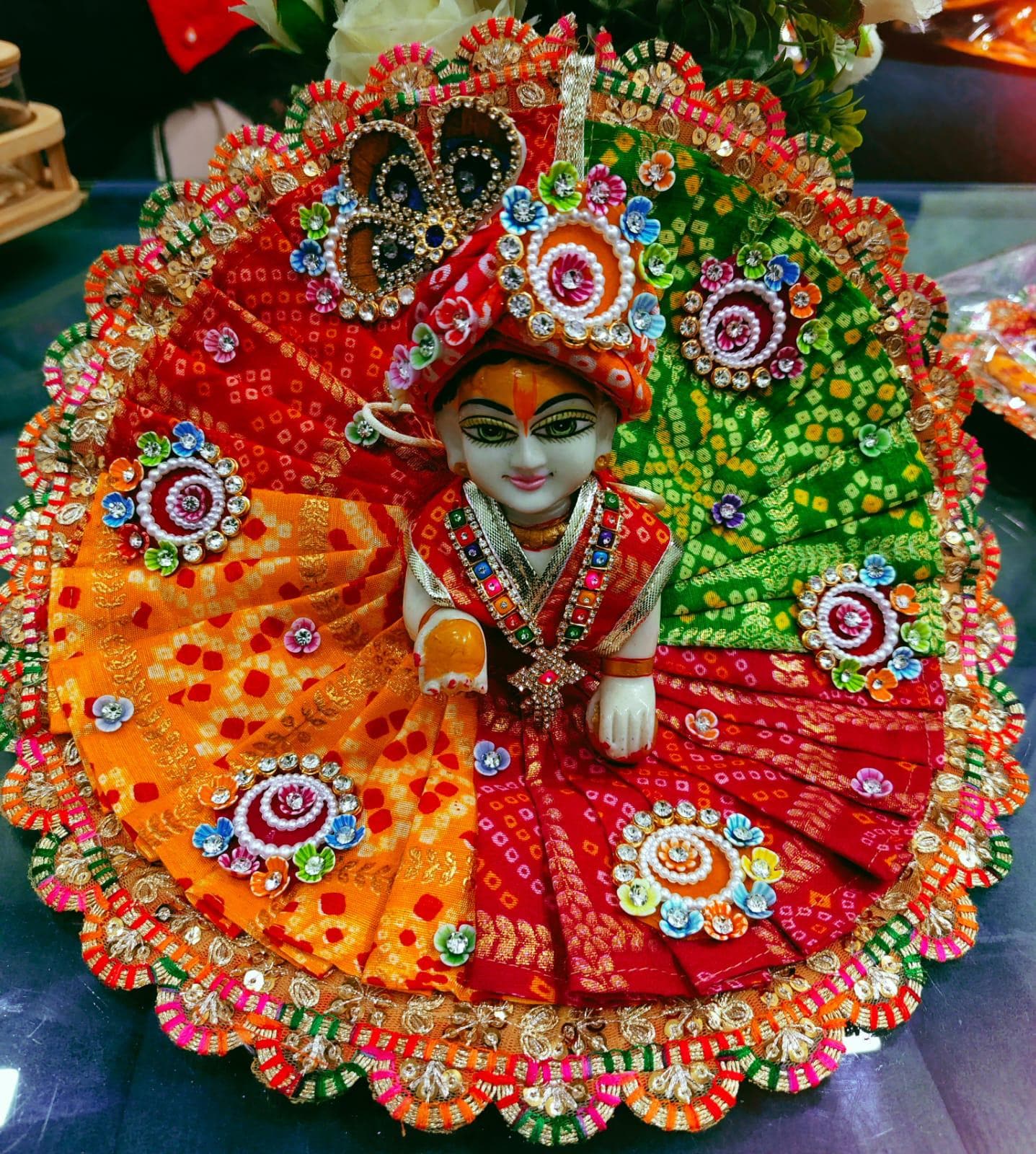 Handcrafted Laddoo Gopal Dress: Multicolour Outfit 3
