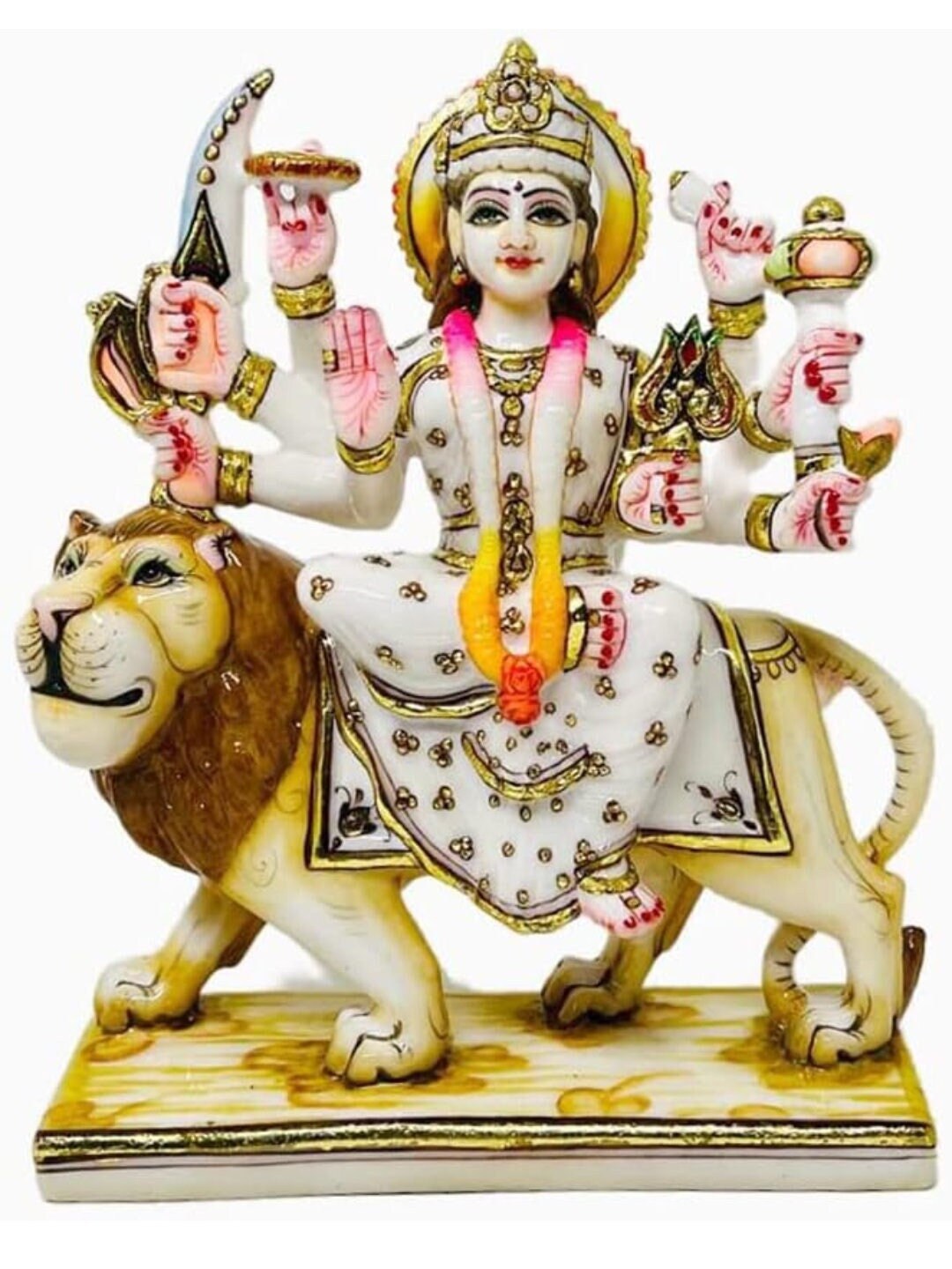 Durga Mata - Marmor Statue - 26 cm