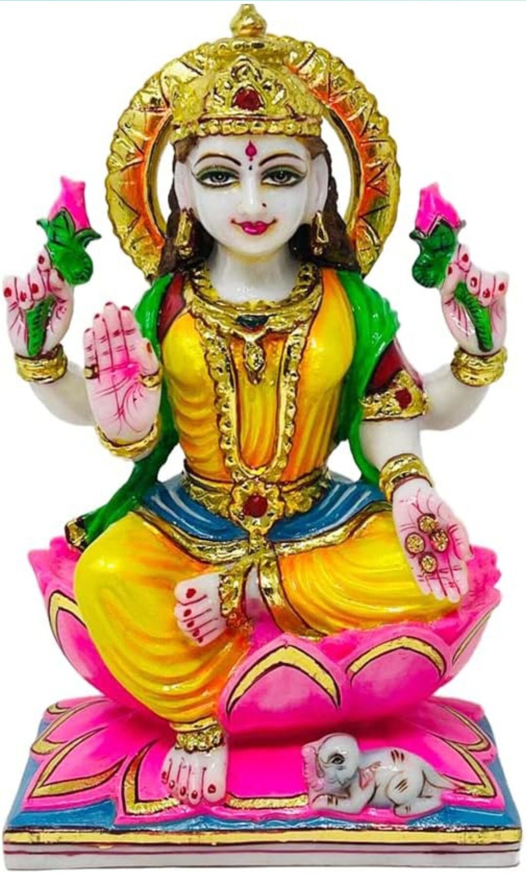Ganesh Laxmi Ji - 9 inch Marble Statue 3