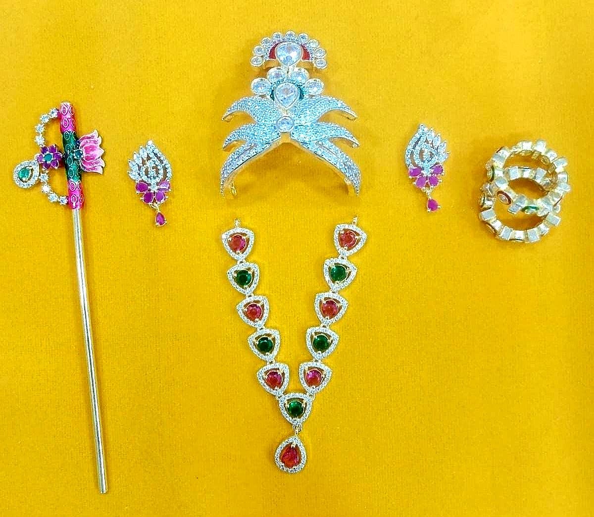 AD Jewellery set for Deities - Handmade deity jewellery from Arya Creations