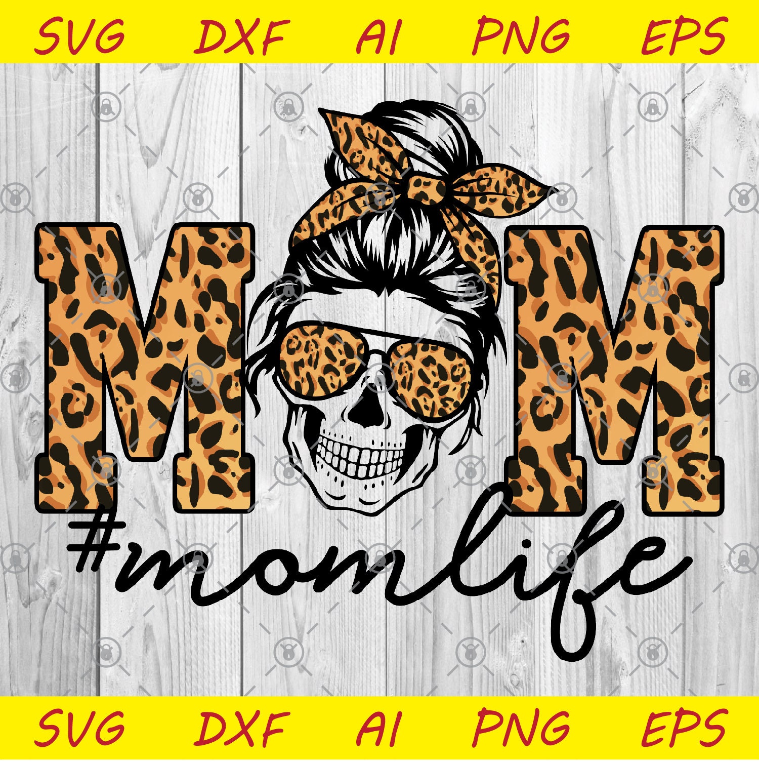 Download Mom Life Skull Cheetah Svg Png Al Dxf Eps Happy Mothers | Etsy