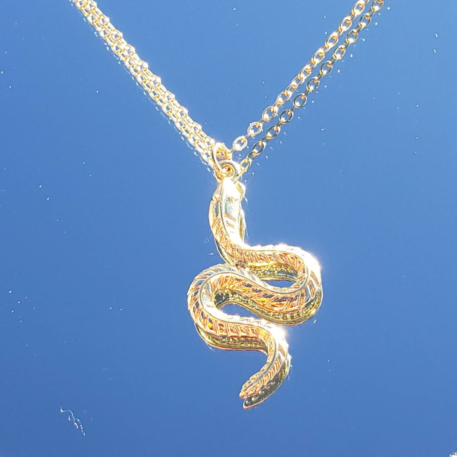 Gold snake necklace Etsy