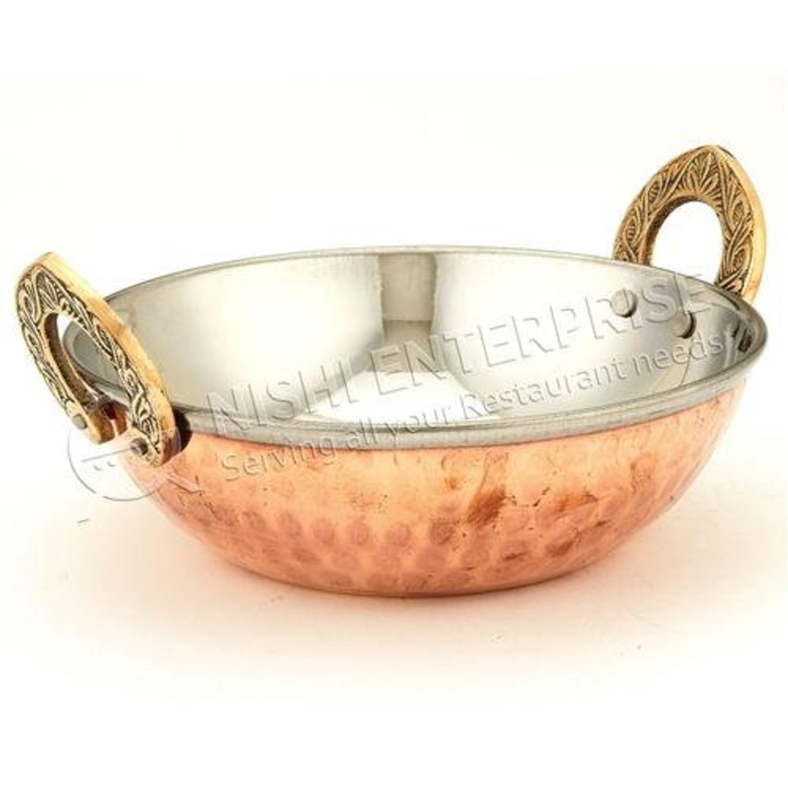Copper/Stainless Steel Kadai Serving Bowl 26 Oz. Etsy