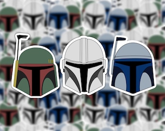 Kopfgeldjäger Helm Sticker Pack | Star Wars | Der Mandalorianer | Boba | Jango | Vinyl-Aufkleber | GLÄNZEND Wasserdicht | Laptop | Wasserflasche