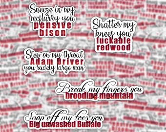 John Oliver Sticker Pack | Adam Driver Quotes | Vinyl Sticker | GLOSSY Waterproof | Water Bottle | Laptop
