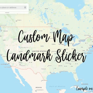 Benutzerdefinierte Karte Landmark Aufkleber | Vinyl-Aufkleber | GLOSSY Wasserdichte | Wasserflasche | Laptop