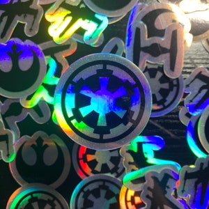 HOLOGRAPHIC Empire Logo Sticker | Limitierte | Star Wars | Sith | Erstbestellung | Vinyl Sticker | GLOSSY Wasserfest | Laptop | Wasserflasche