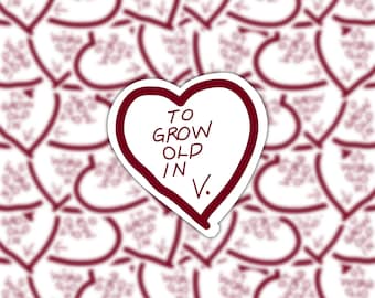 Cresço velho no adesivo coração | WandaVisão | Maravilha | Vingadores | Adesivo de vinil | BRILHANTE à prova d'água | Garrafa de água | Computador portátil