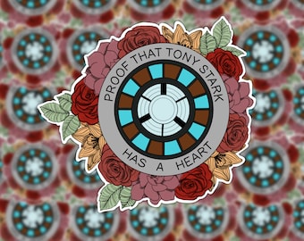 Tony tem um coração adesivo | Maravilha | Vingadores | Adesivo de vinil | BRILHANTE à prova d'água | Portátil | Garrafa de agua