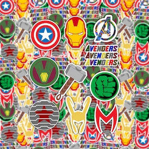 Gli eroi assemblano il pacchetto di adesivi / Marvel / Avengers / Adesivo in vinile / IMPERMEABILE LUCIDO / Bottiglia d'acqua / Laptop