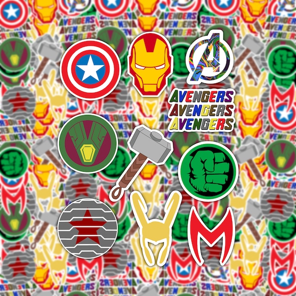 Heros Assemble Sticker Pack | Marvel | Avengers | Vinyl Sticker | GLOSSY Waterproof | Water Bottle | Laptop