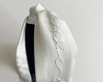 Bisous Bisous Knotted Bridal Headband, Silk Bridal Headband, Wedding Hair Accessory