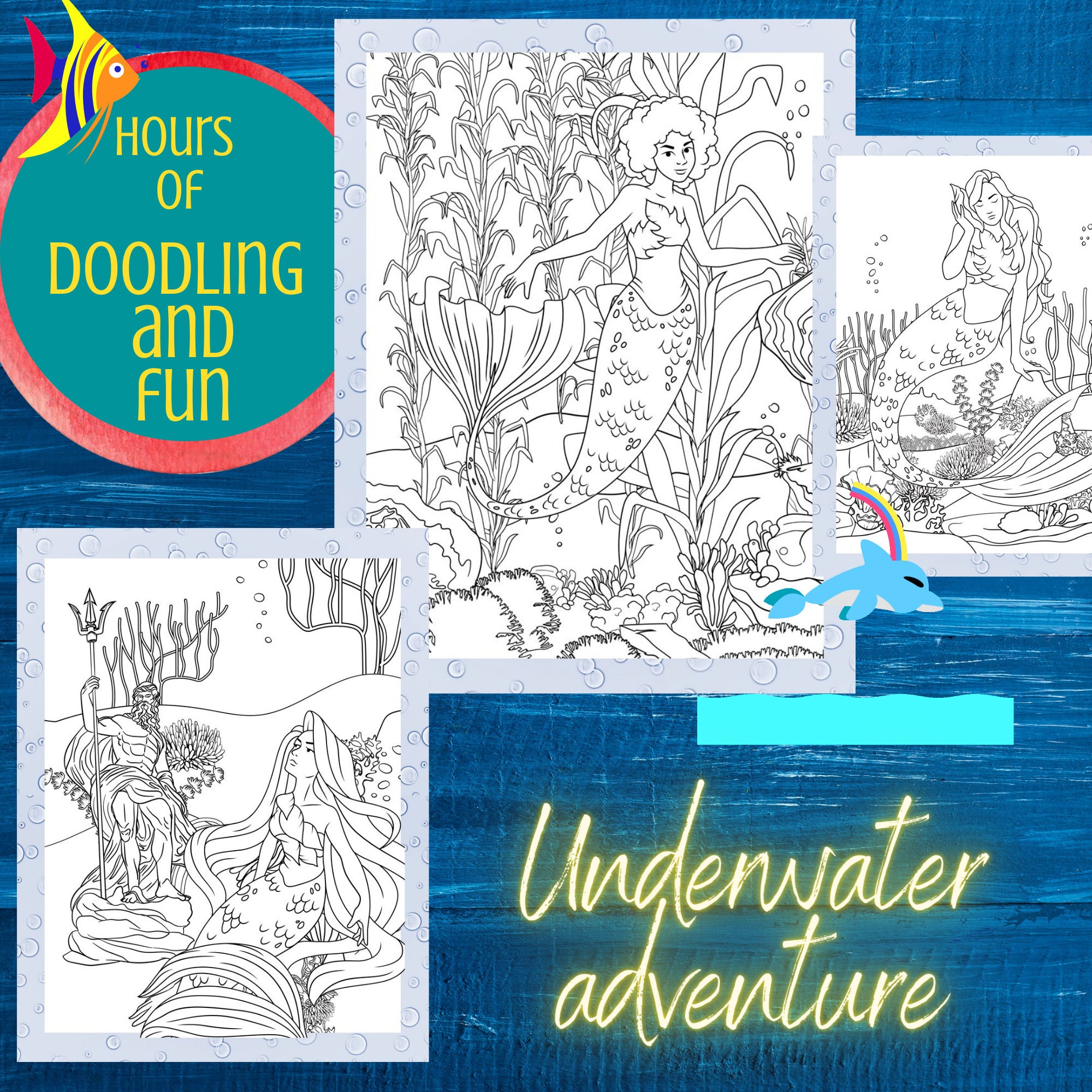 Mermaid Magic COLORING Pages, Letter and A4 Sizes - Etsy