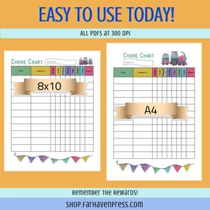 Train Set Chore Chart, Printable Chore Chart, Children's Chore Chart ...