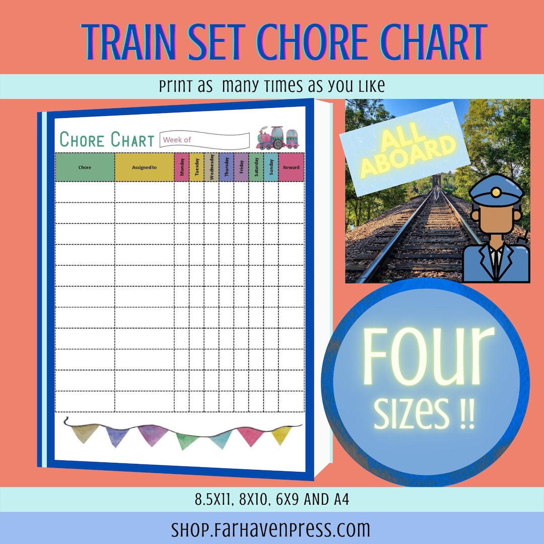 Train Set Chore Chart, Printable Chore Chart, Children's Chore Chart ...