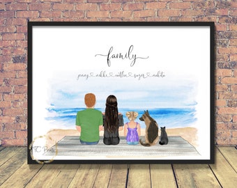 Family Love | Personalised Family Portrait | Family with Children | Family Present | Couple and children | Family Print | Family Gift | Mum
