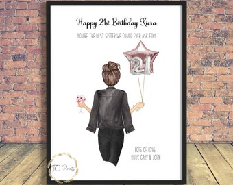 21st Birthday | Best Friend Print | Family Birthday Print | Sister Birthday | Best Friend Birthday Gift | Personalised 21st Birthday Gift